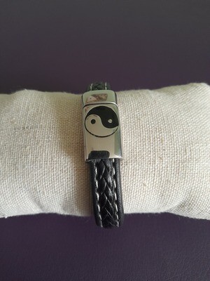 bracelet noir yin yang noir 20.5cm