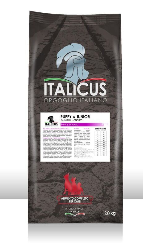 ITALICUS PUPPY, JUNIOR - Fiatal kutyáknak, bárány és kacsahússal! 20 kg!