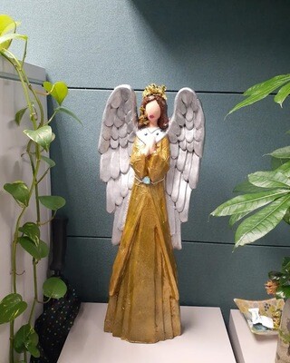 White 18" Custom Angel - brown hair