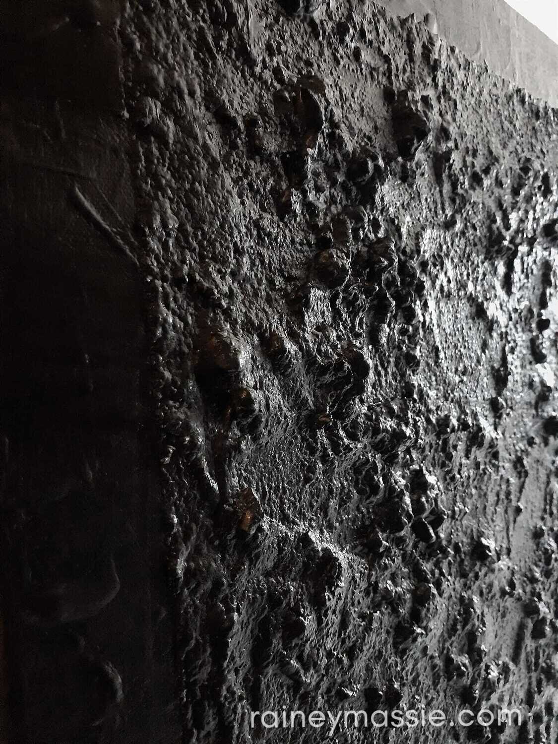 Modern Vibe - 24x30 One Color Black, Textured Abstract Framed