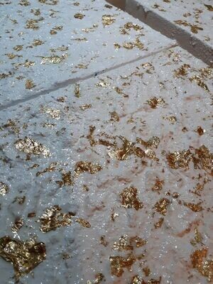Golden Snow - 10x10  White Textured Gold Foil - Desk Art