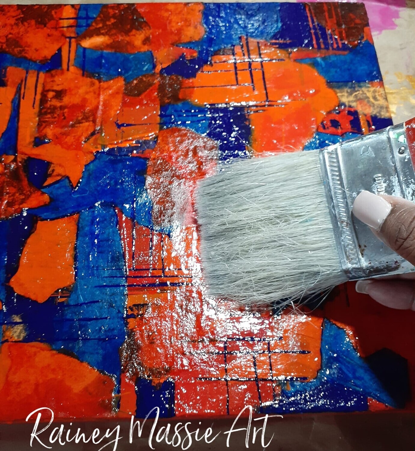 Collegiate Pride - LUXE 12x12 Orange and Navy Desk Art