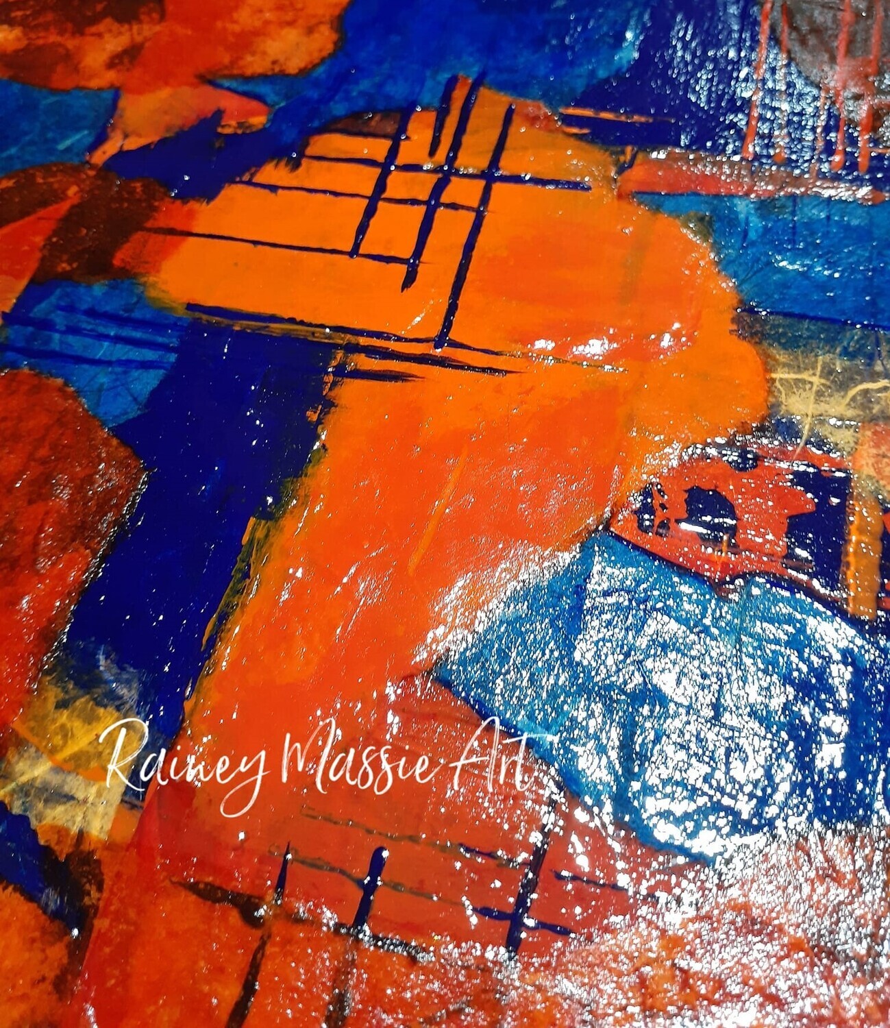 Collegiate Pride - LUXE 12x12 Orange and Navy Desk Art