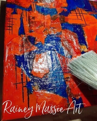 Collegiate Pride - LUXE 12x12 Orange and Navy Desk Art