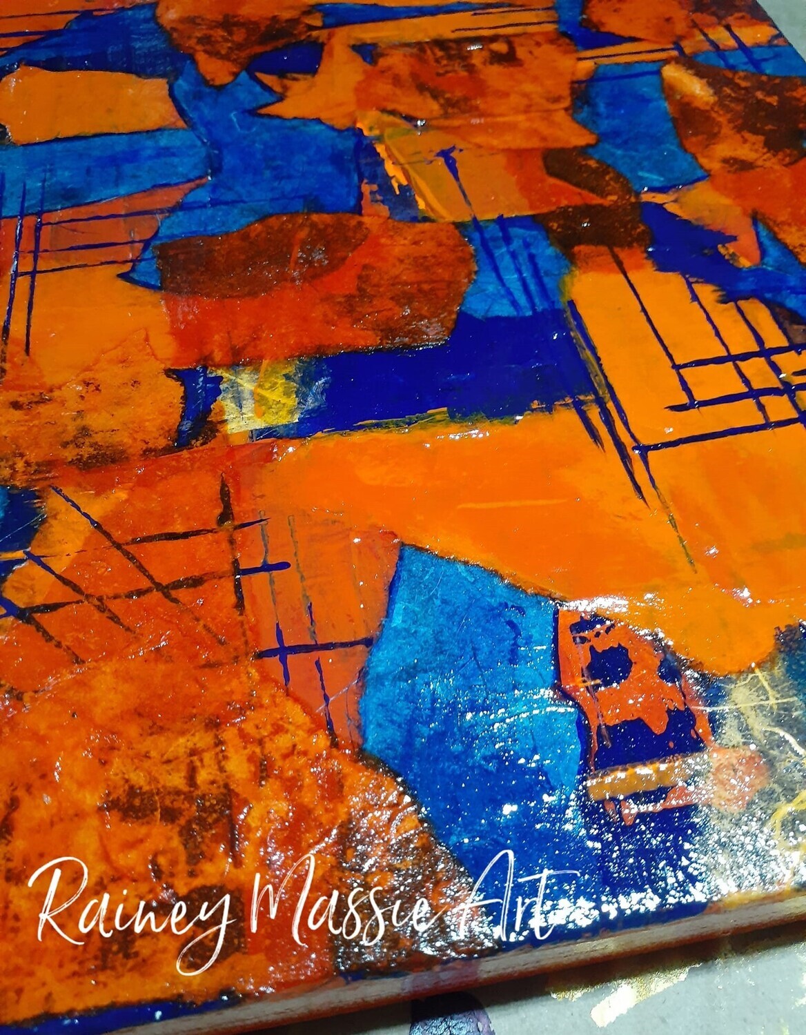 Collegiate Pride - LUXE 12x12 Orange and Navy Desk Art