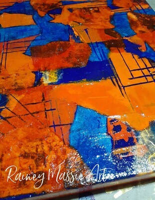 Collegiate Pride - LUXE 12x12 Orange and Navy Desk Art
