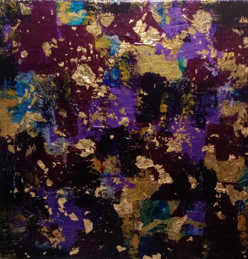 Passionately Purple - LUXE Desk Art  12x12 Abstract Painting