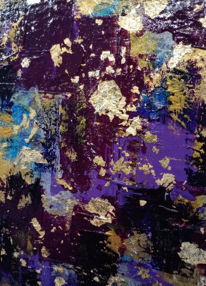 Passionately Purple - LUXE Desk Art  12x12 Abstract Painting