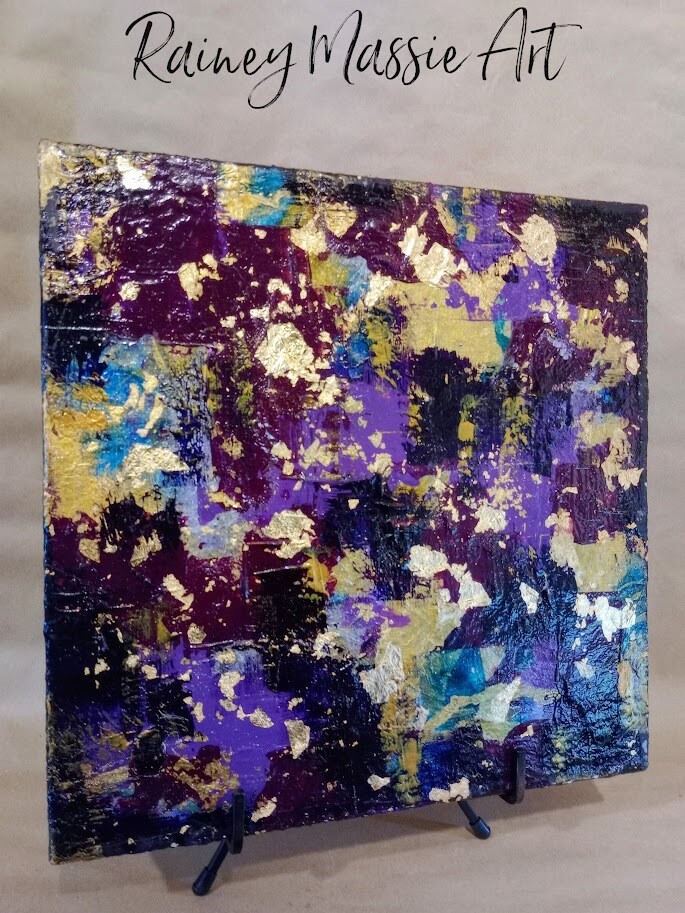 Passionately Purple - LUXE Desk Art  12x12 Abstract Painting