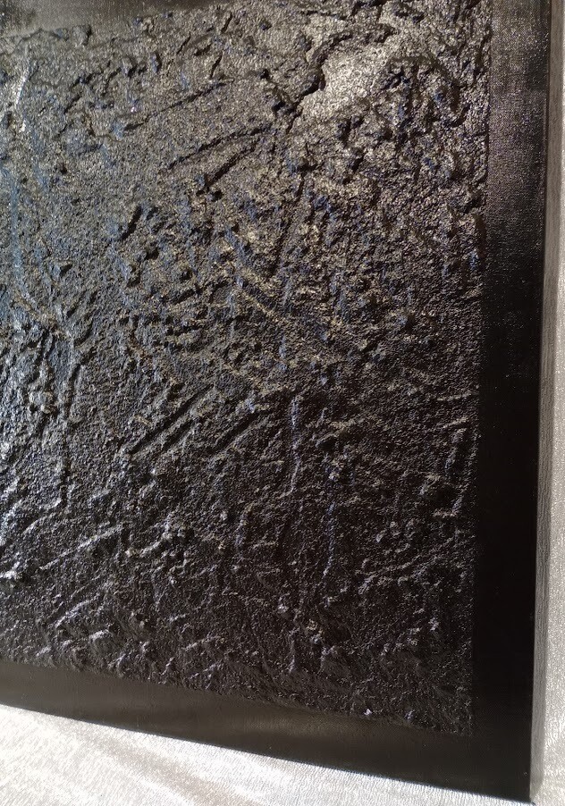 Modern Vibe - 24x30 One Color Black, Textured Abstract Framed