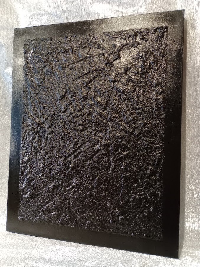 Modern Vibe - 24x30 One Color Black, Textured Abstract Framed