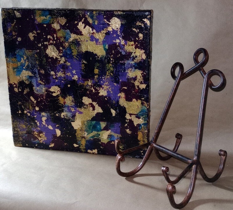 Passionately Purple - LUXE Desk Art  12x12 Abstract Painting