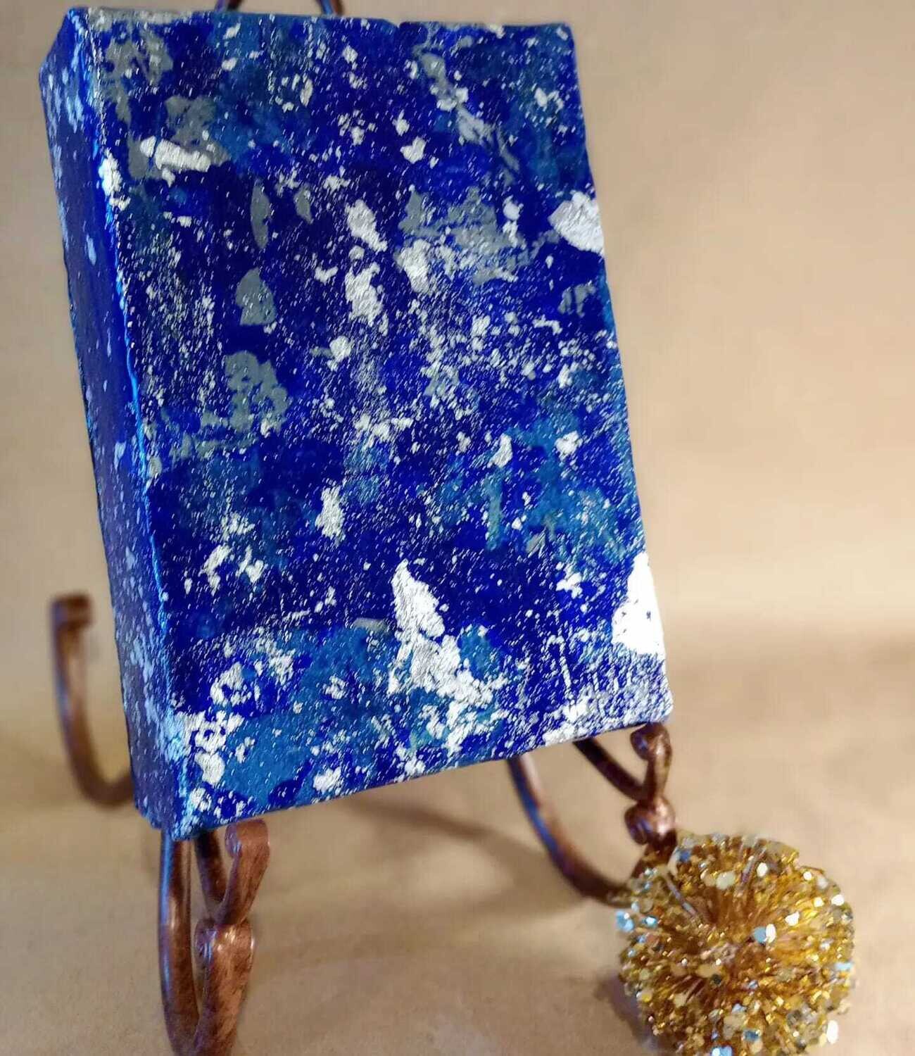 Blue!  - LUXE Desk Art 5x7 Mixed Media Original