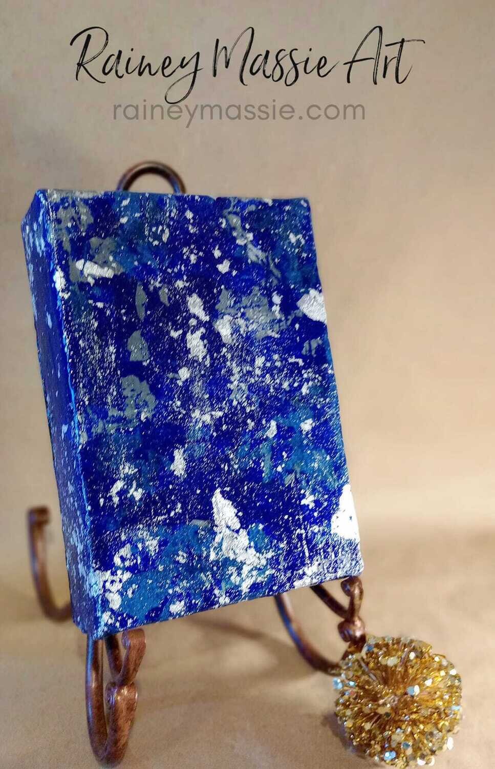 Blue!  - LUXE Desk Art 5x7 Mixed Media Original