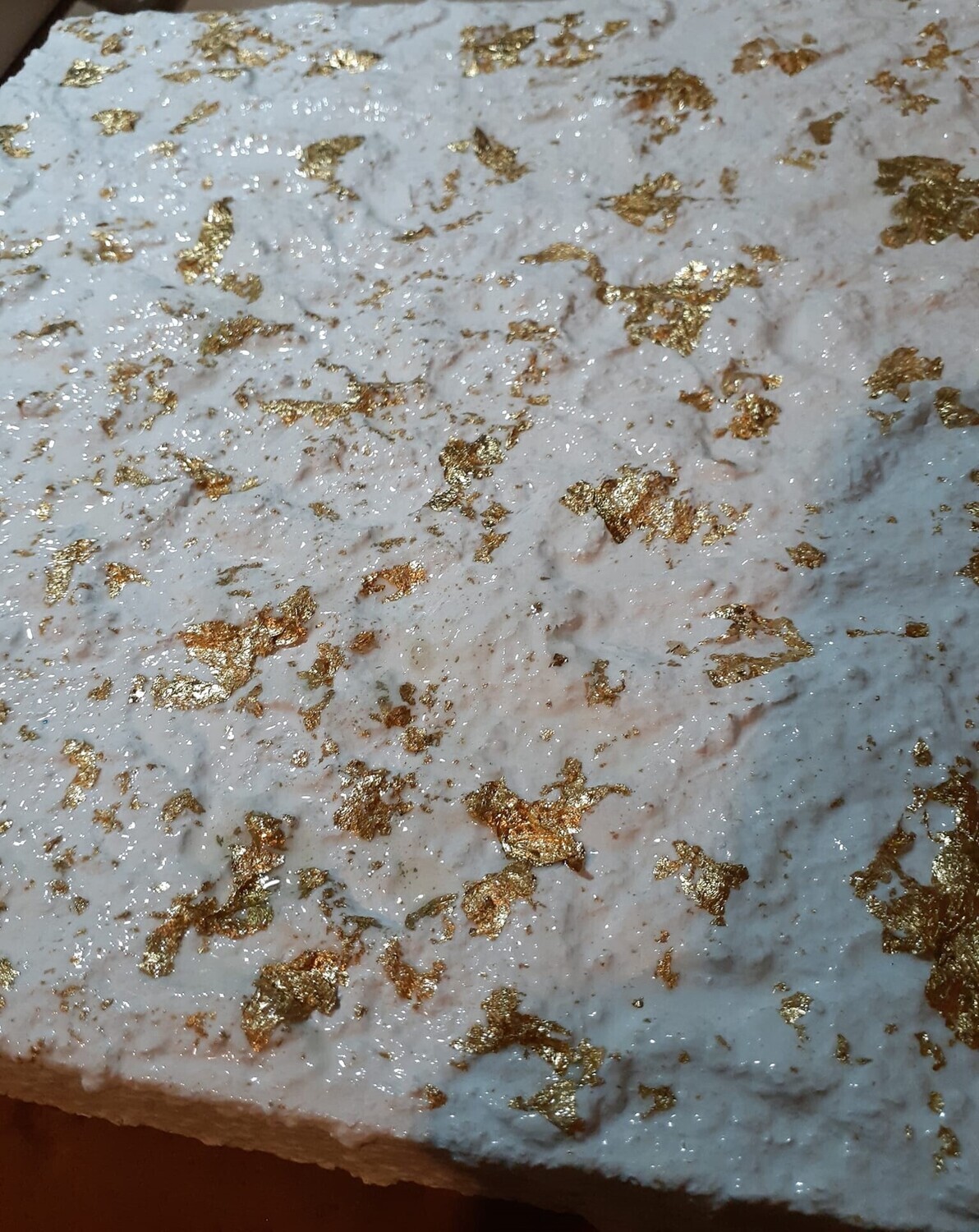 Golden Snow - 12x12 White Textured With Gold Foil - LUXE Desk Art
