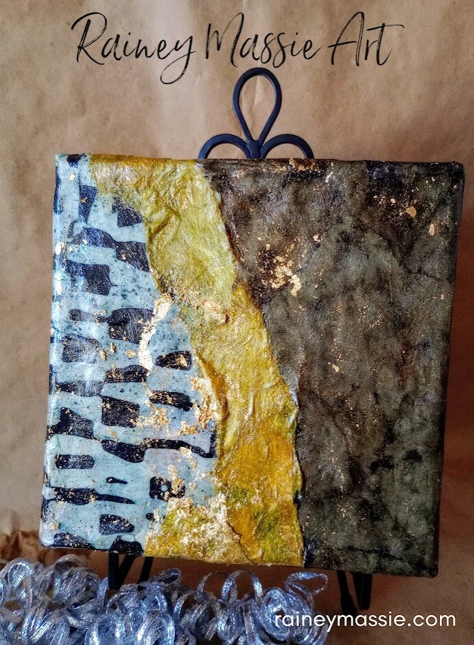 Exotic Glam - Luxe Desk Art - 8x8 Mixed Media Original