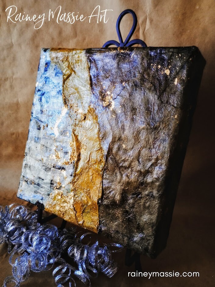 Exotic Glam - Luxe Desk Art - 8x8 Mixed Media Original