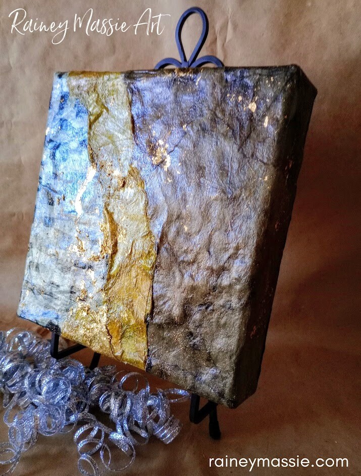 Exotic Glam - Luxe Desk Art - 8x8 Mixed Media Original