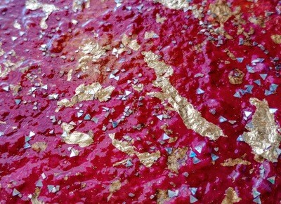Cherries In The Snow - 12x12 LUXE Desk Art- Mixed Media Original