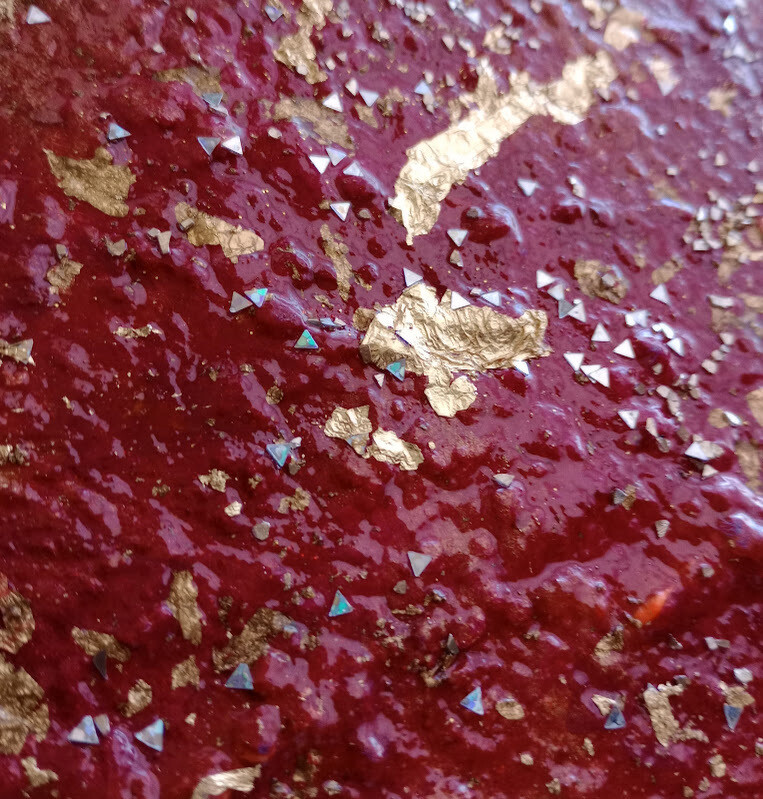 Cherries In The Snow - 12x12 LUXE Desk Art- Mixed Media Original