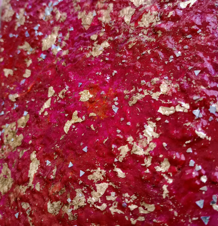 Cherries In The Snow - 12x12 LUXE Desk Art- Mixed Media Original