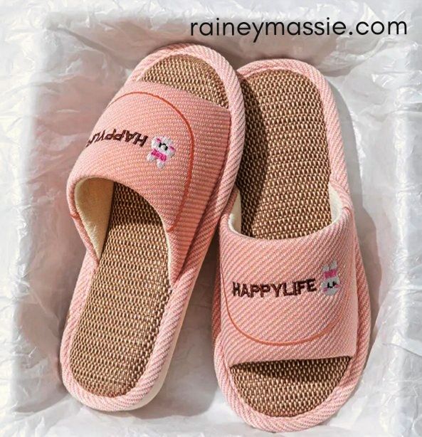 Happy Life - Pink Cozy Slippers with Bunny Face