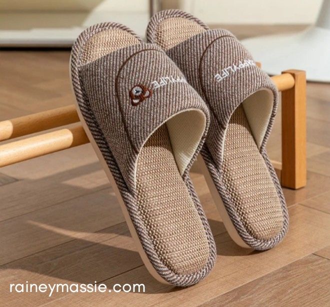 Happy Life - Brown Bear Logo - Cozy Slippers