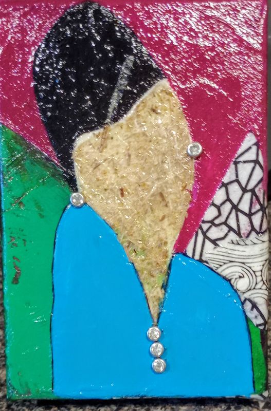 Sally With The Charm - 4x6 Mixed Media Original