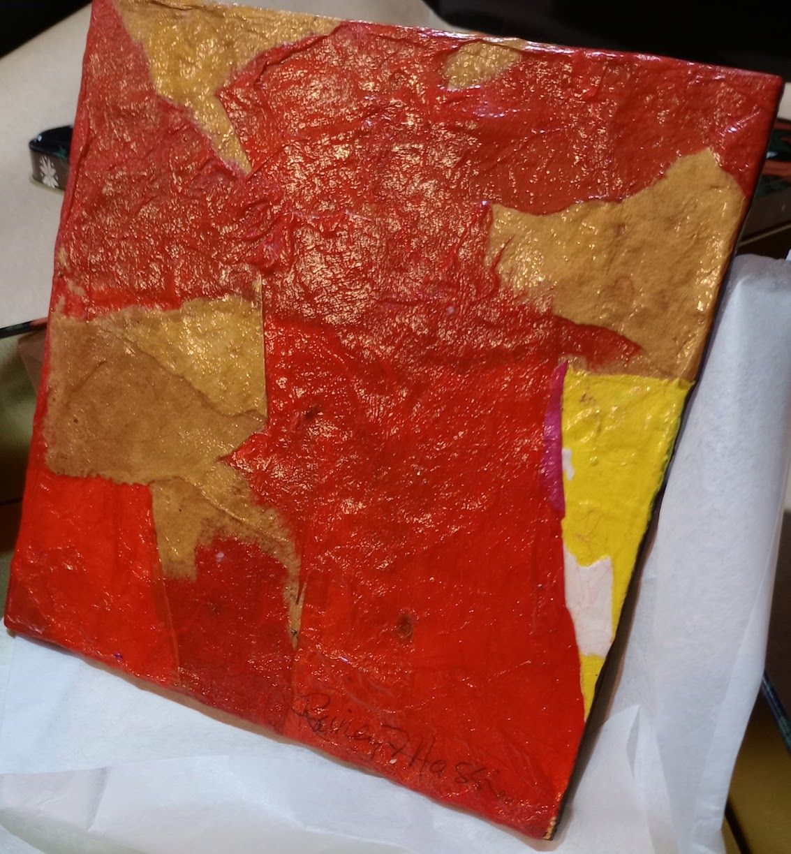 Stained Glass - 6x6 Mixed Media Original Magnet