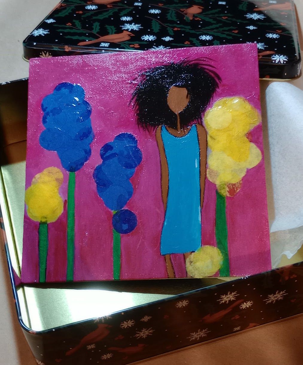 They Call Me Rose - 6x6 Mixed Media Original Magnet