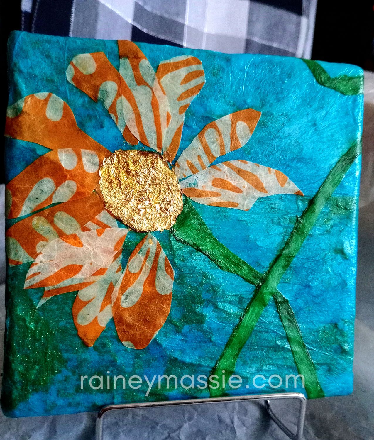 Golden Blooms - 6x6 Mixed Media Original