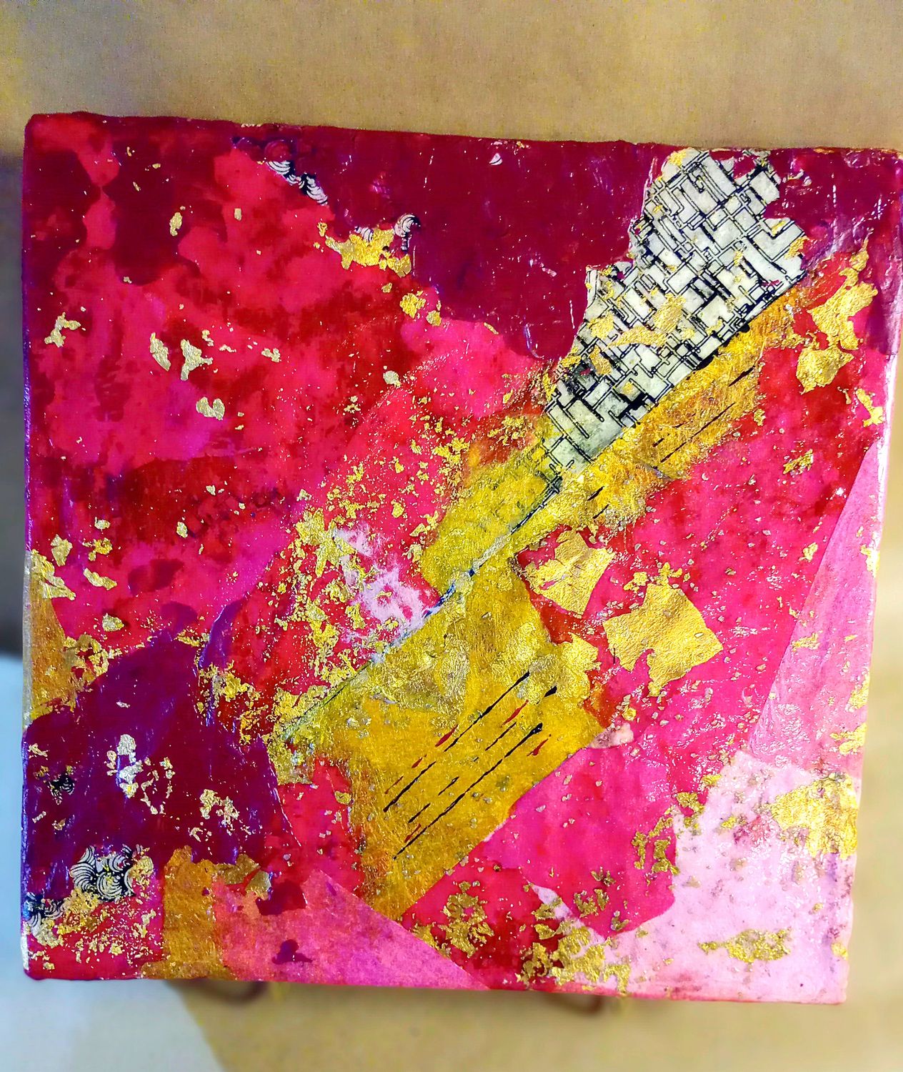 Pinky Love - 12x12 Mixed Media Original