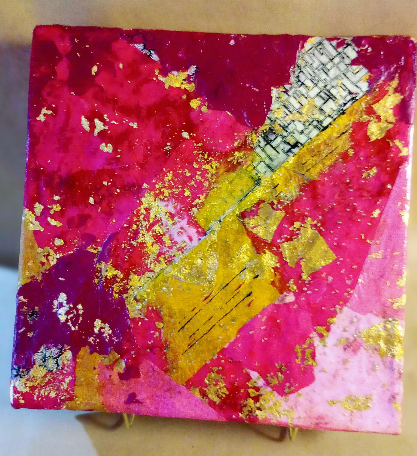 Pinky Love - 12x12 Mixed Media Original