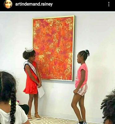 Orange Burst- 36x48 Gold Framed Mixed Media Original