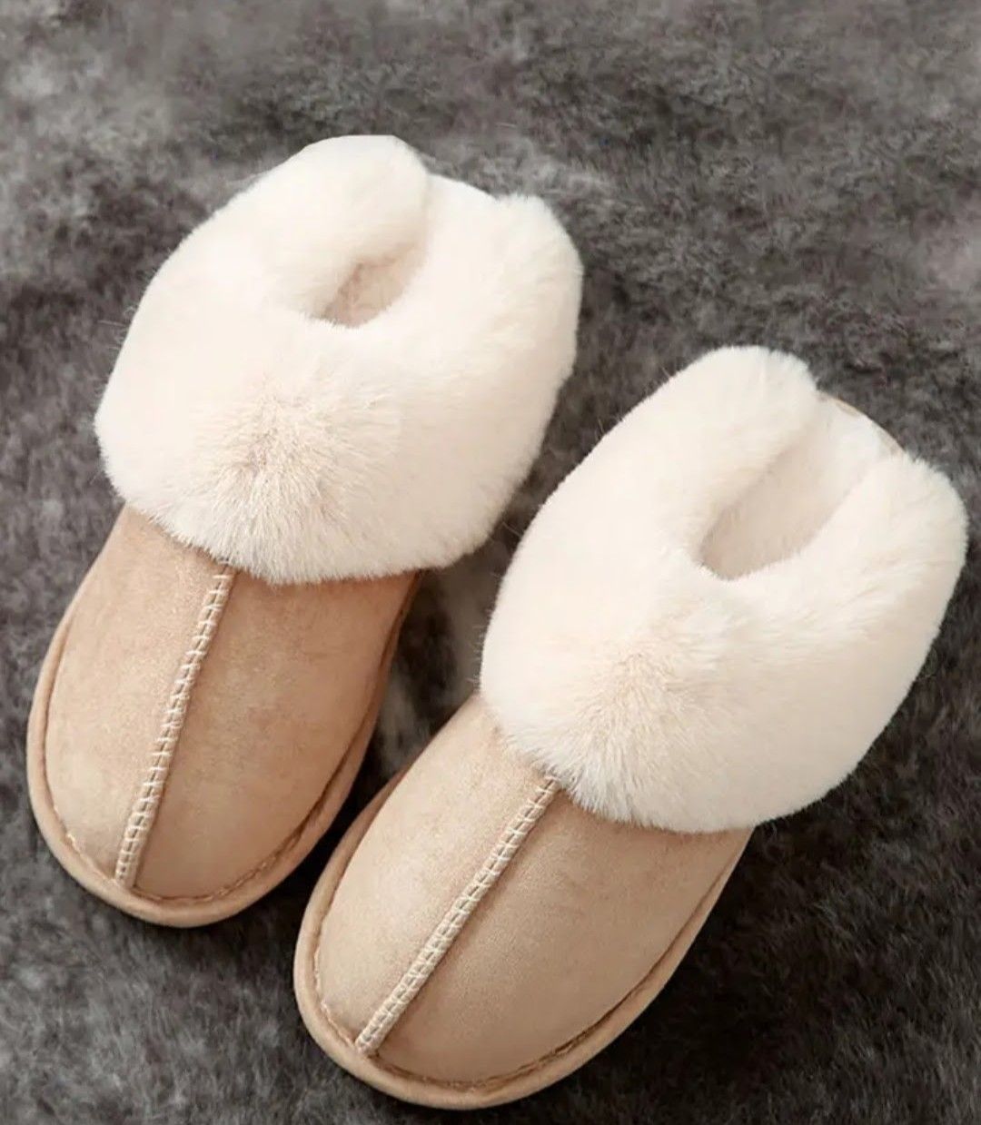 CozEy Life!  Light Sand- Fluffy Slippers- Large