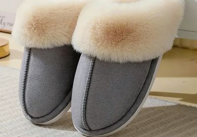 CozEy Life! Gray/Blue - Fluffy  Slippers Size SMALL