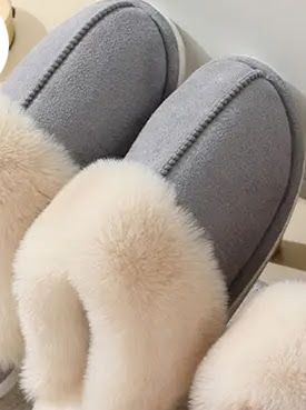 CozEy Life! Gray/Blue - Fluffy  Slippers Size SMALL