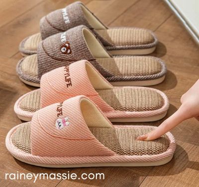 Happy Life Bunny Face - Pink Logo Slippers - Size Small, Medium &amp; Large