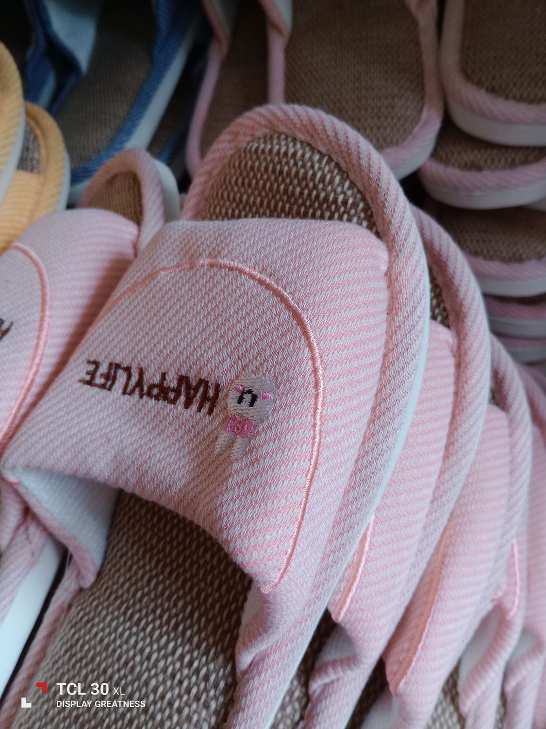 Happy Life Bunny Face - Pink Logo Slippers - Size Small, Medium &amp; Large