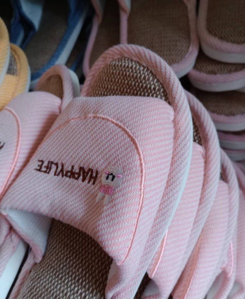 Happy Life Bunny Face - Pink Logo Slippers - Size Small, Medium &amp; Large