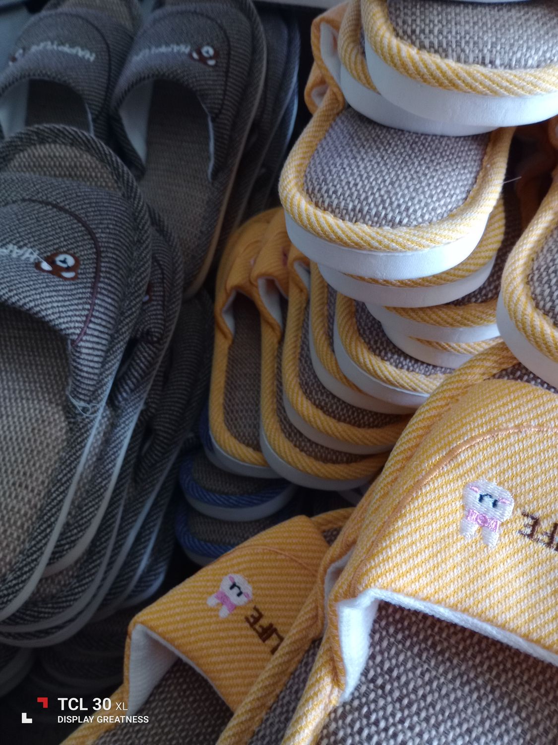 Happy Life Bunny Face - Yellow Logo Slippers - Size Small, Medium &amp; Large