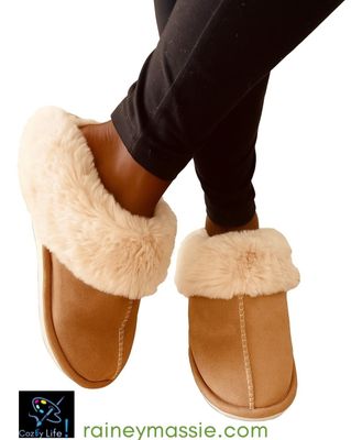 CozEy Life! Brown Fluffy Slippers - Size Large