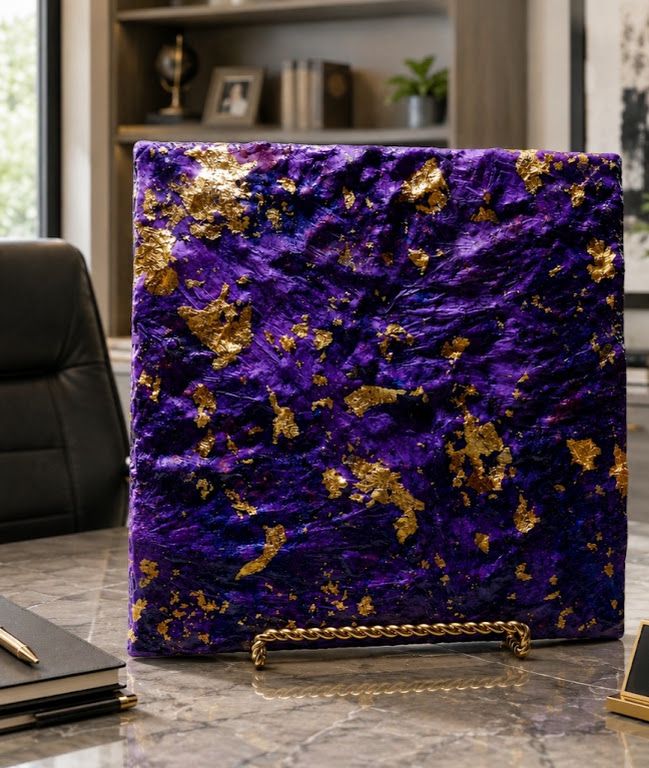 Deep Purple - 10x10 LUXE Desk Art with Gold Foil
