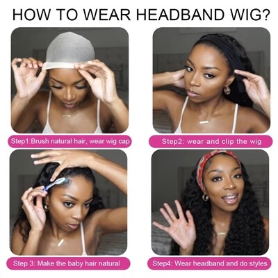 14inch Deepwave Headband Wigs