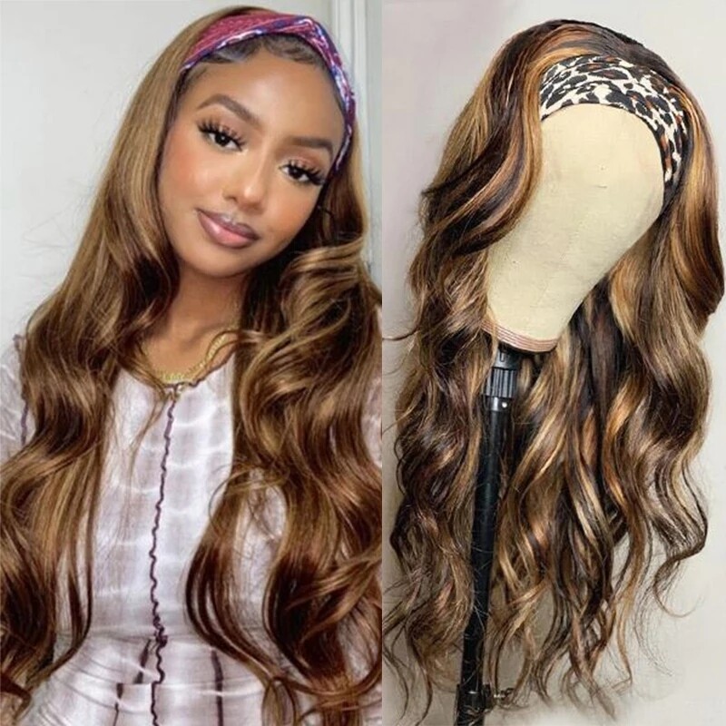 18 inch Honey Brown Headband Wig