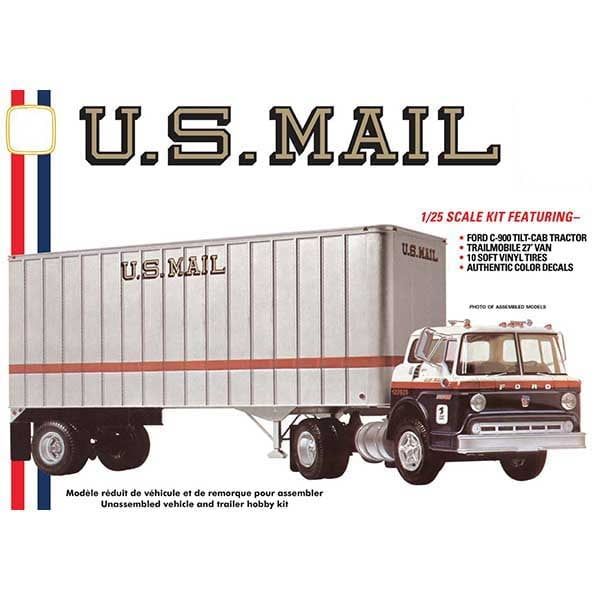 FORD C900 US MAIL TRUCK WITH TRAILER MODEL KIT