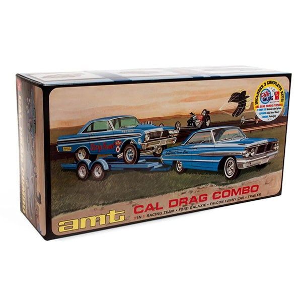 AMT CAL Drag Combo, 2 Cars &amp; Trailer, Model Kit