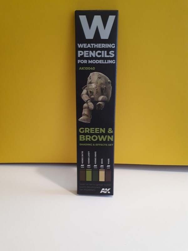MODEL KIT GREEN &amp; BROWN WEATHERING PENCILS