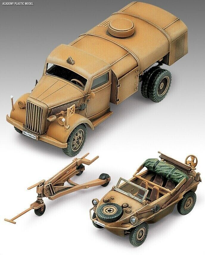 German Fuel Truck &amp; Schwimmwagen Military Model Kit by Academy
