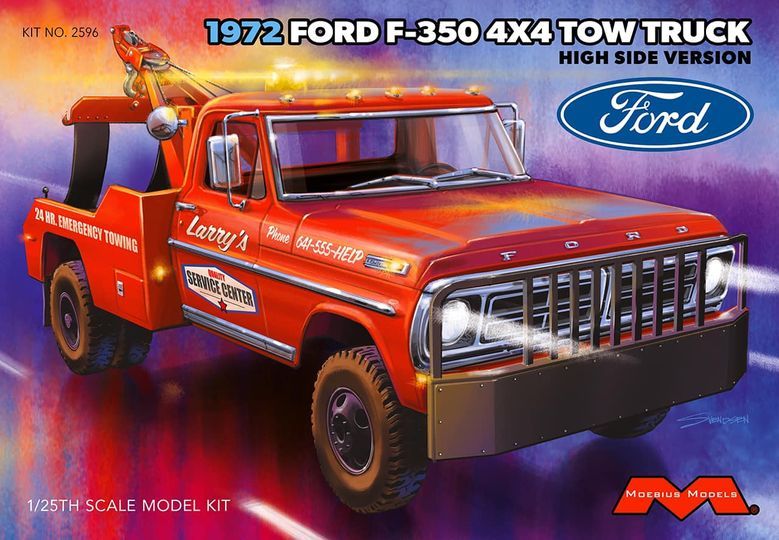 1972 Ford F-350 Wrecker 4x4 High side Model Kit by Moebius